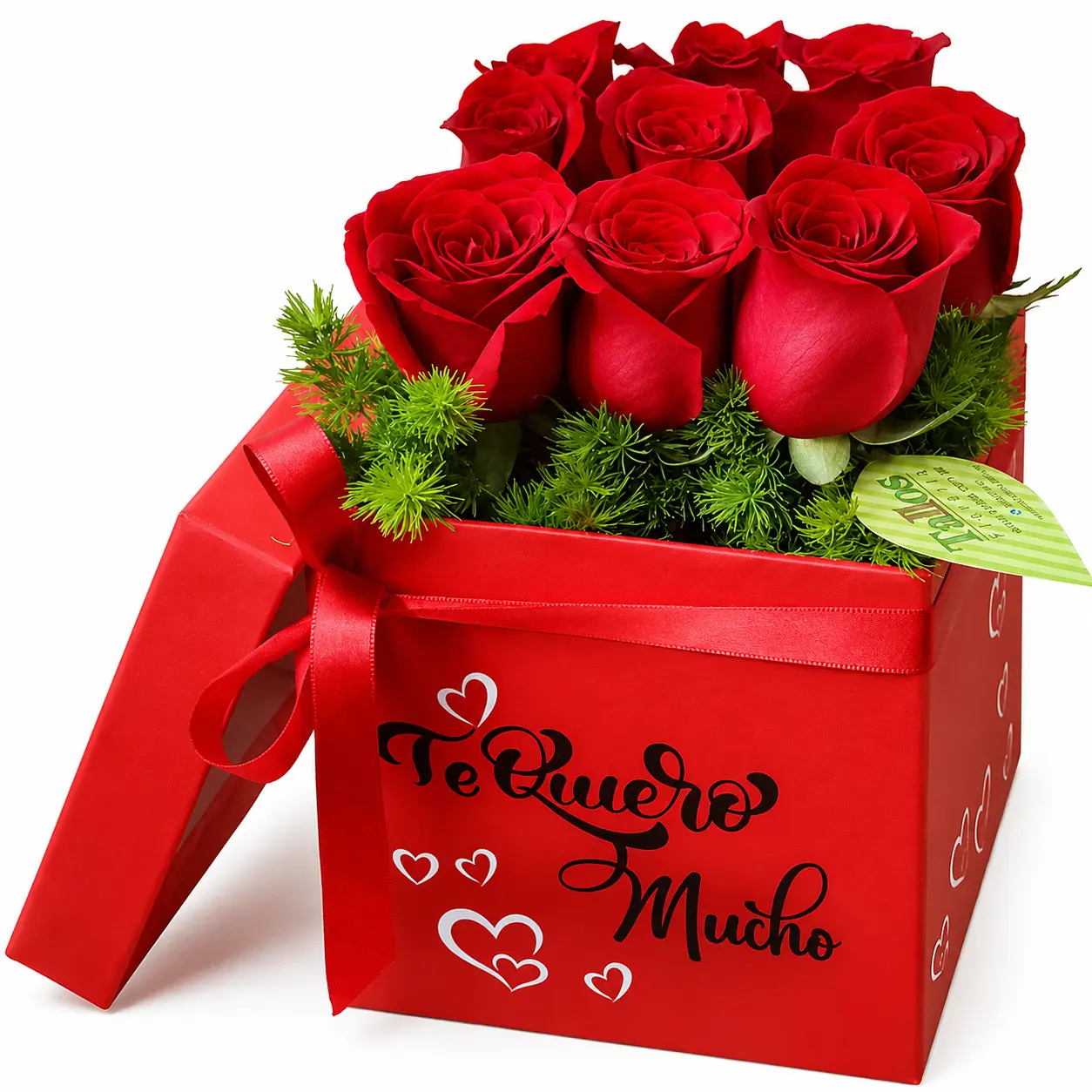 Arreglo floral de rosas rojas en caja ideal para regalo de amor romántico o aniversario elegante con delivery en Lima
